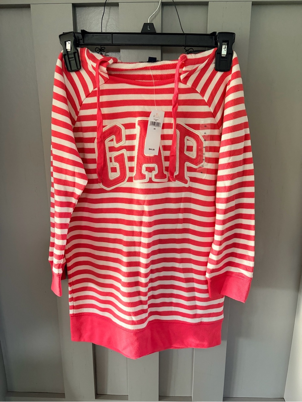 GAP Pink & White Striped Hoodie